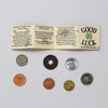 "Lucky Coins" Set of 7 World Coins with Informational Pamphlet