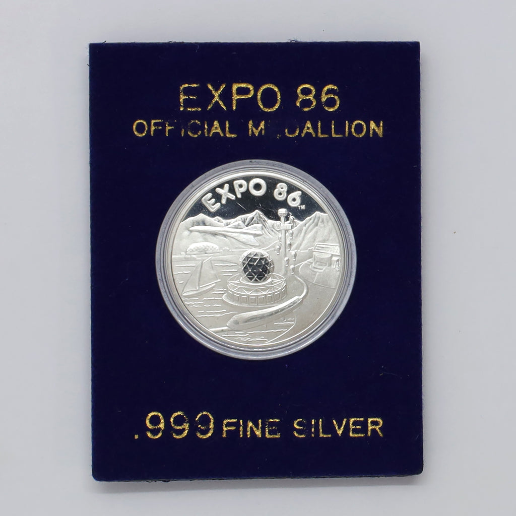 1986 Vancouver, BC, World Exposition Official .999 Silver Medallion in Case (No Tax) wear