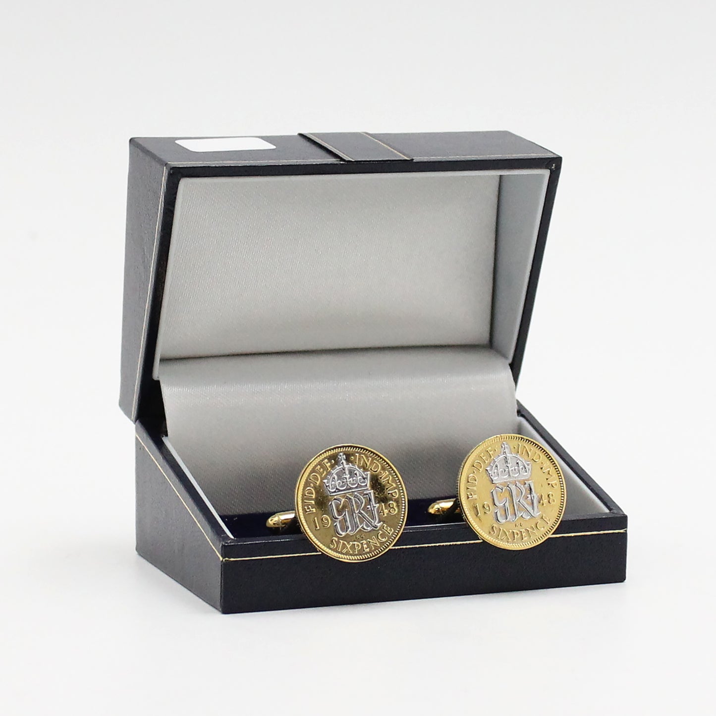 Pair of Great Britain 1948 George VI Enamelled Sixpence Cufflinks