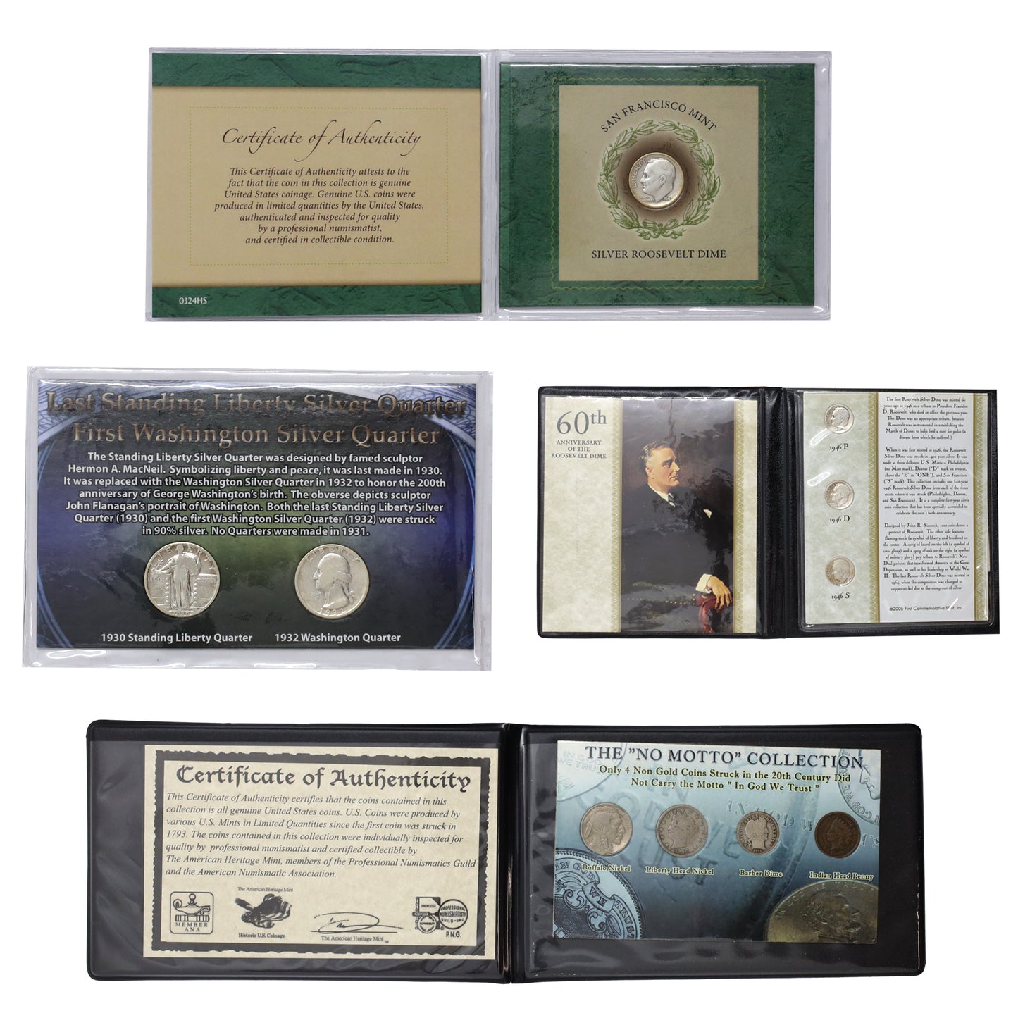 Lot of 4x USA Historical Commemorative Coin Sets, 4pcs