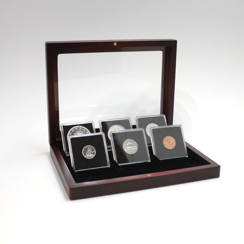 1964 Canada Individually Encapsulated 6-Coin Proof Set in Wood & Glass Case (wear)