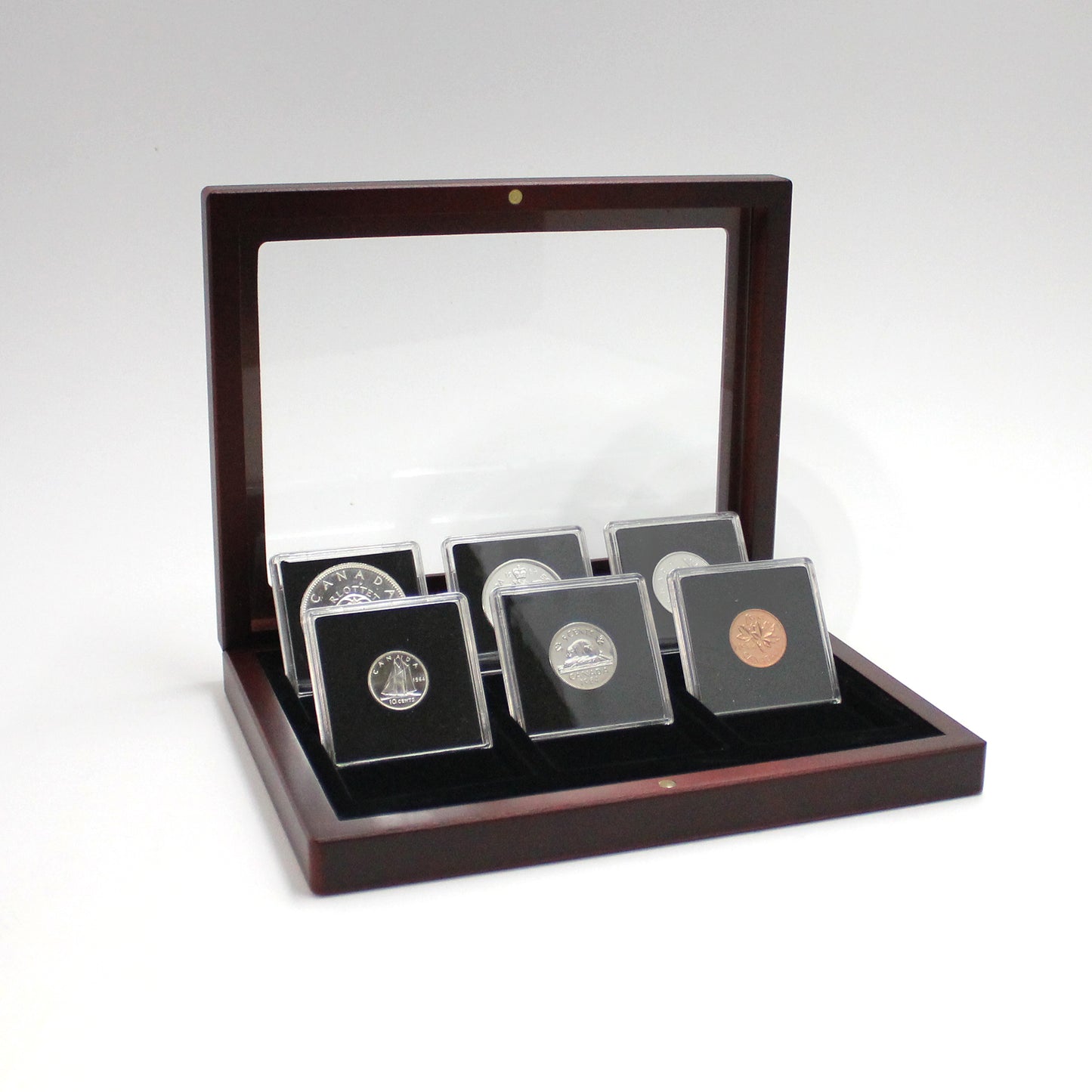 1964 Canada Individually Encapsulated 6-Coin Proof Set in Wood & Glass Case (wear)