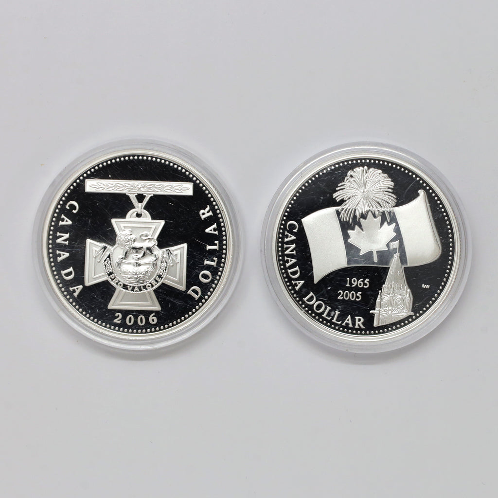 Pair of 2005 & 2006 Proof Silver Dollars, 2pcs (No Tax) Coins Only (scr. caps)
