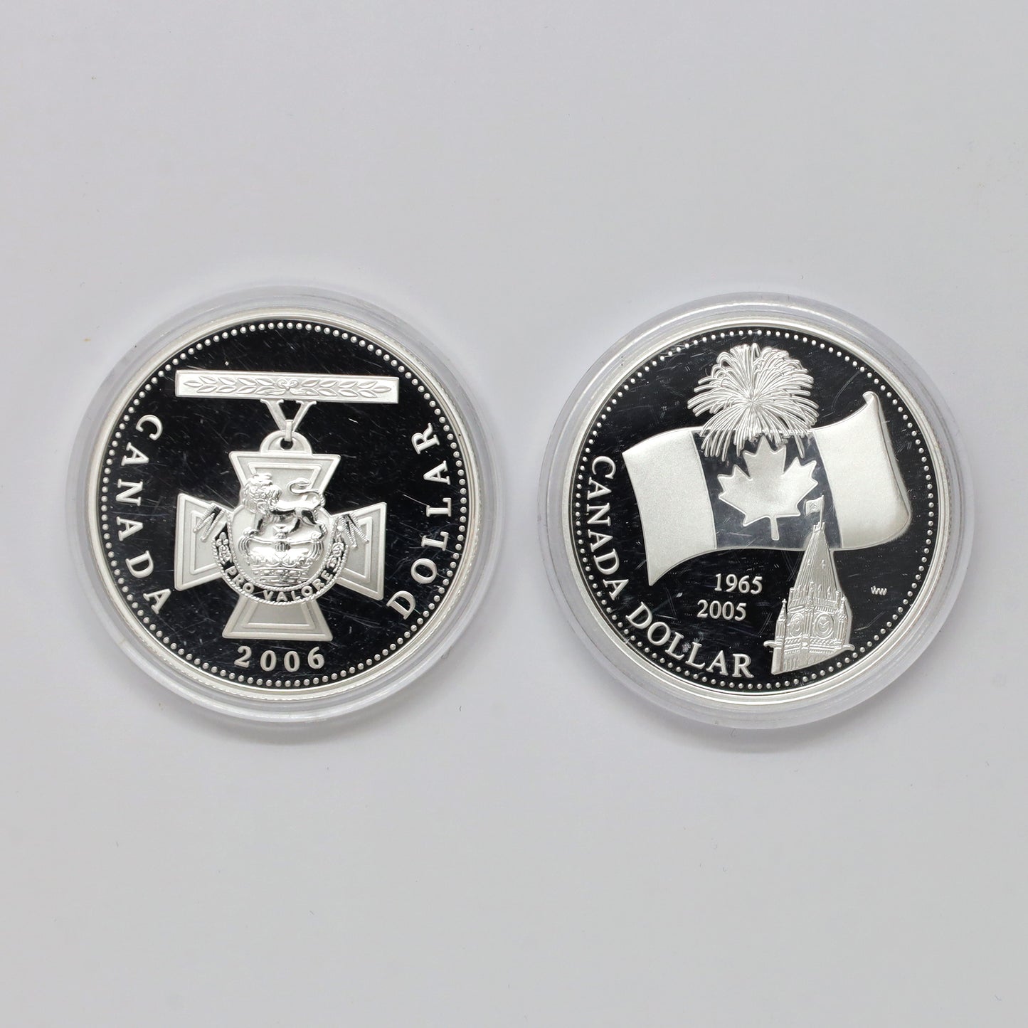 Pair of 2005 & 2006 Proof Silver Dollars, 2pcs (No Tax) Coins Only (scr. caps)