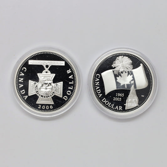 Pair of 2005 & 2006 Proof Silver Dollars, 2pcs (No Tax) Coins Only (scr. caps)