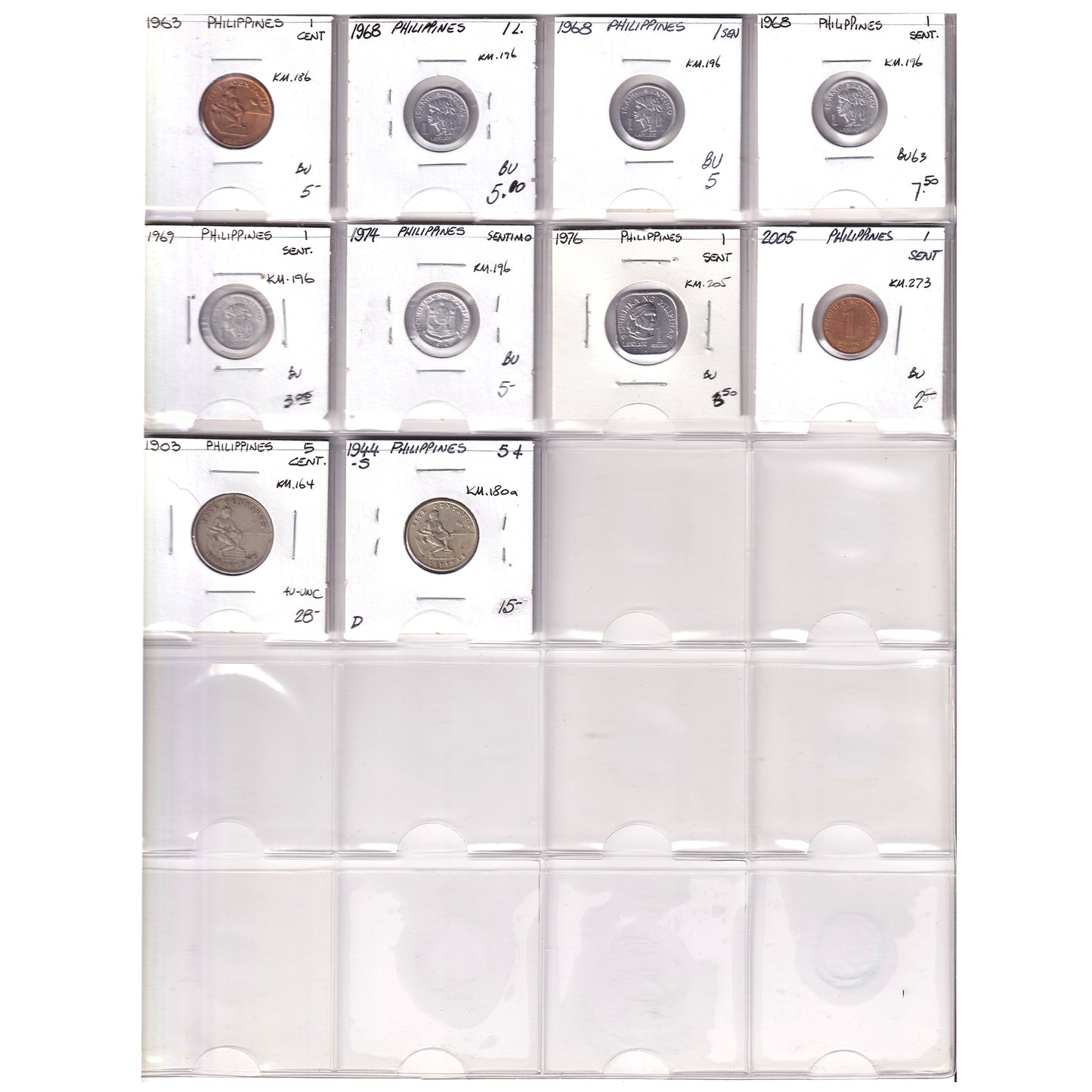 Group Lot of 10x Philippines 1903-2005 Decimal, Various Denominations, 10pcs