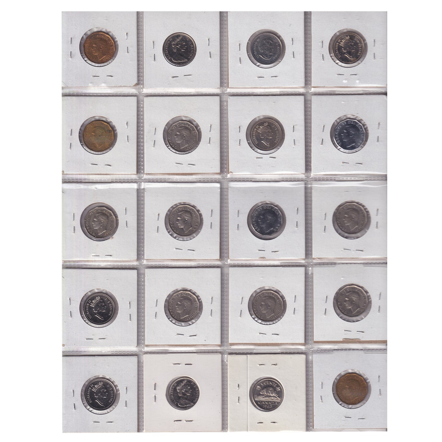 Group Lot of 20x 1943-2004 Canada 5-cents, 20pcs