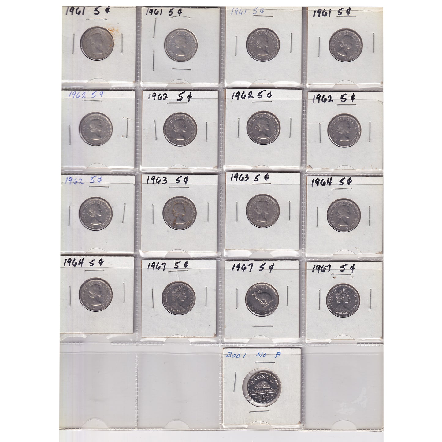 Estate Lot of 239x 1924-2004 Canada 5-cents in Black Binder