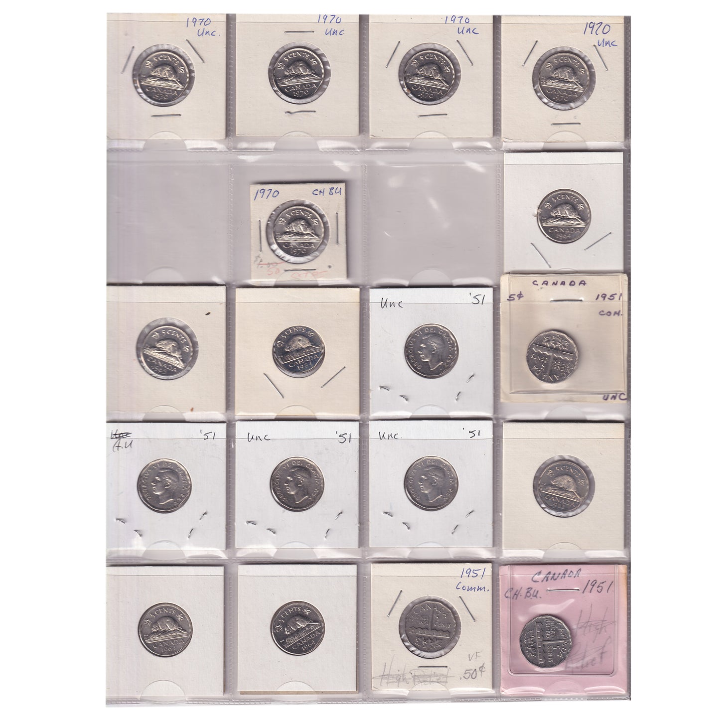 Estate Lot of 239x 1924-2004 Canada 5-cents in Black Binder