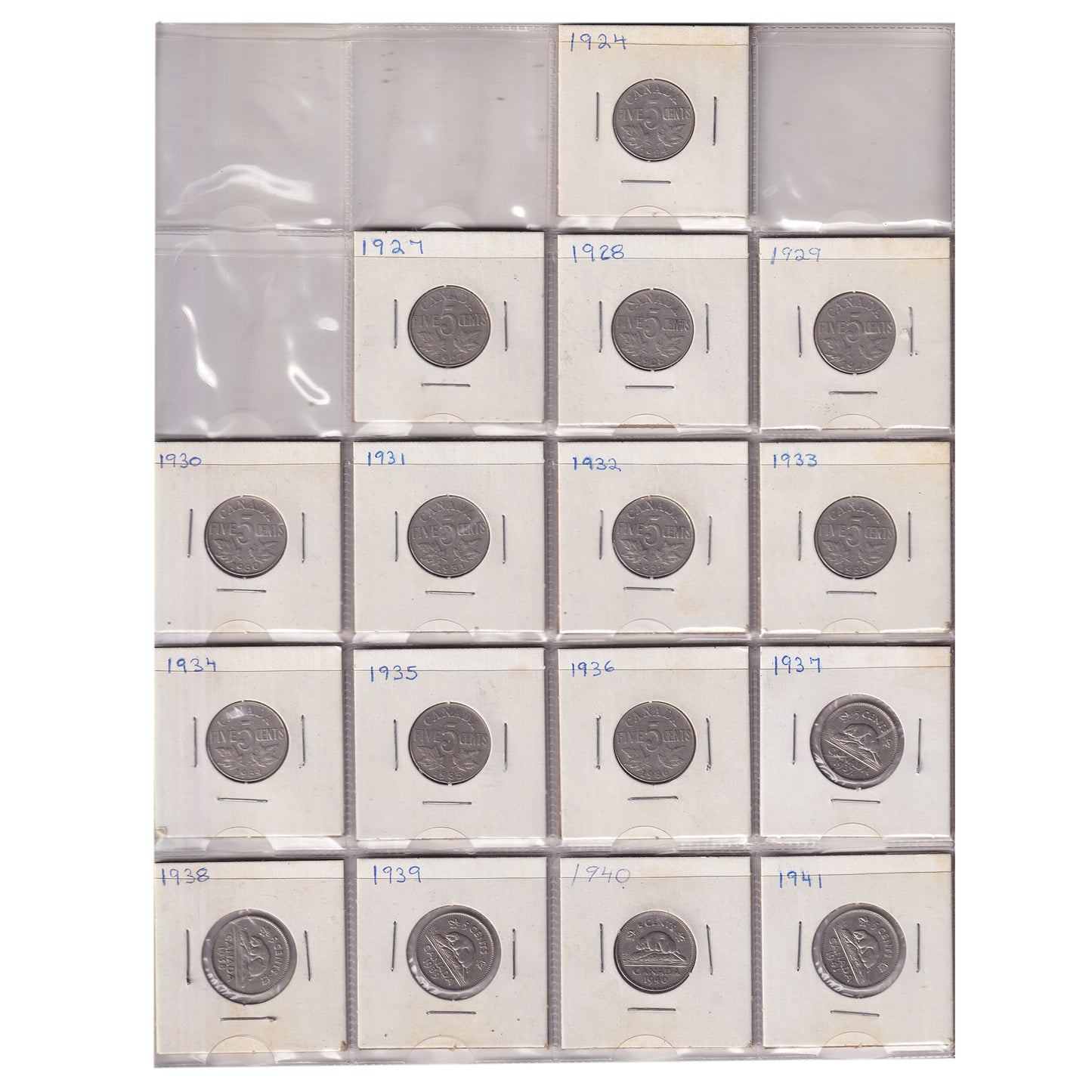 Estate Lot of 239x 1924-2004 Canada 5-cents in Black Binder