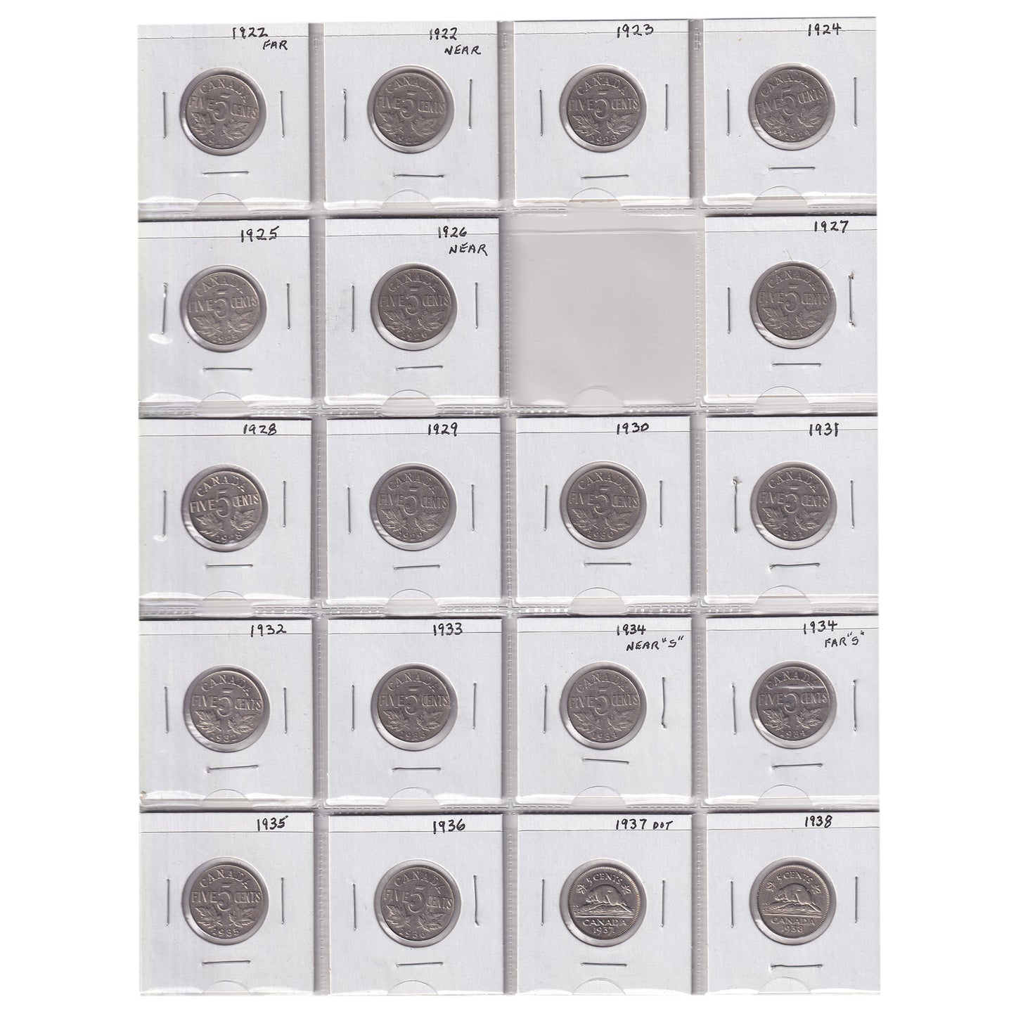 Estate Lot of 239x 1924-2004 Canada 5-cents in Black Binder