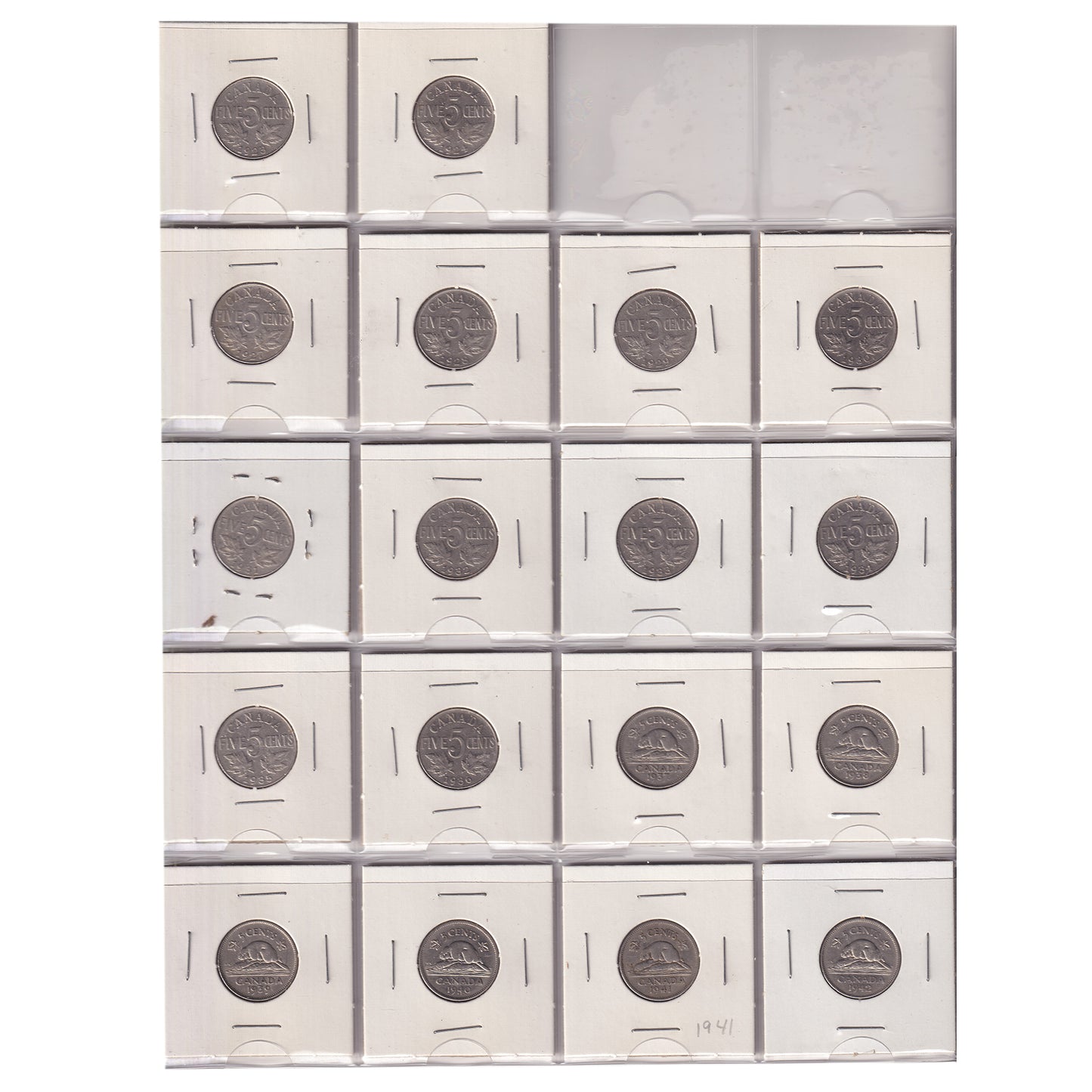 Estate Lot of 239x 1924-2004 Canada 5-cents in Black Binder