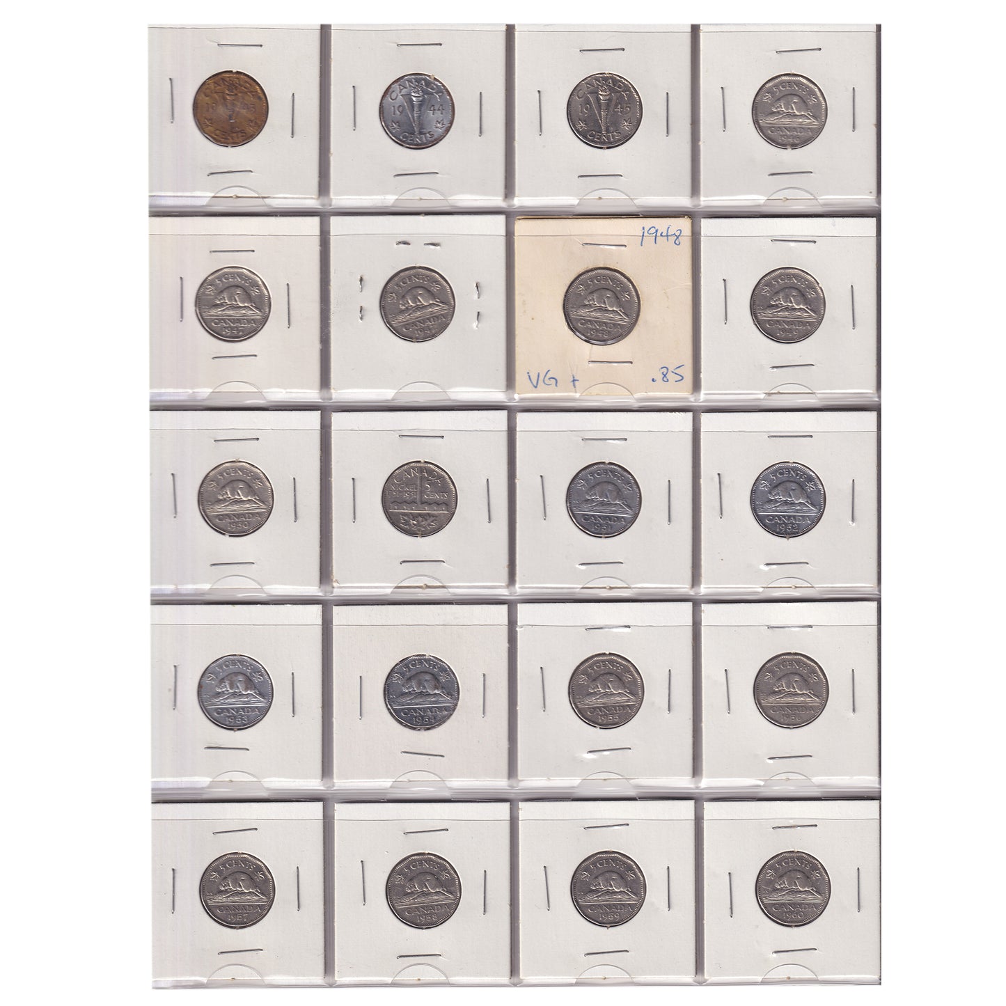 Estate Lot of 239x 1924-2004 Canada 5-cents in Black Binder