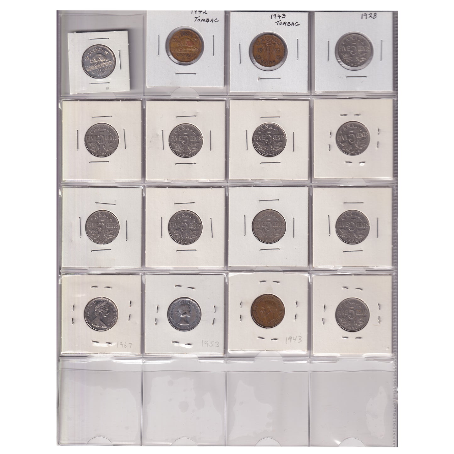 Estate Lot of 239x 1924-2004 Canada 5-cents in Black Binder