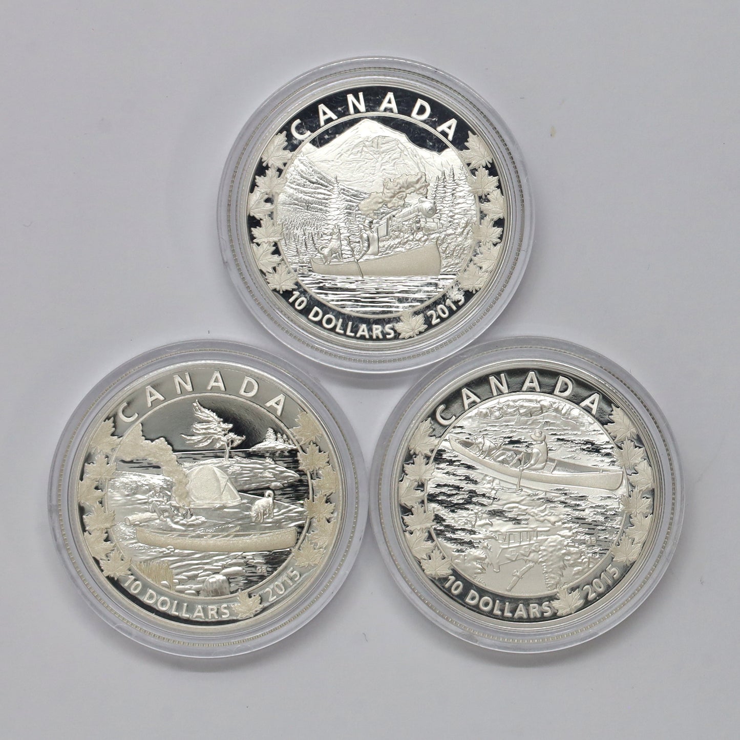 Lot of 3x 2015 $10 Canoe Across Canada Fine Silver, 3pcs (No Tax) Coins Only (issues)