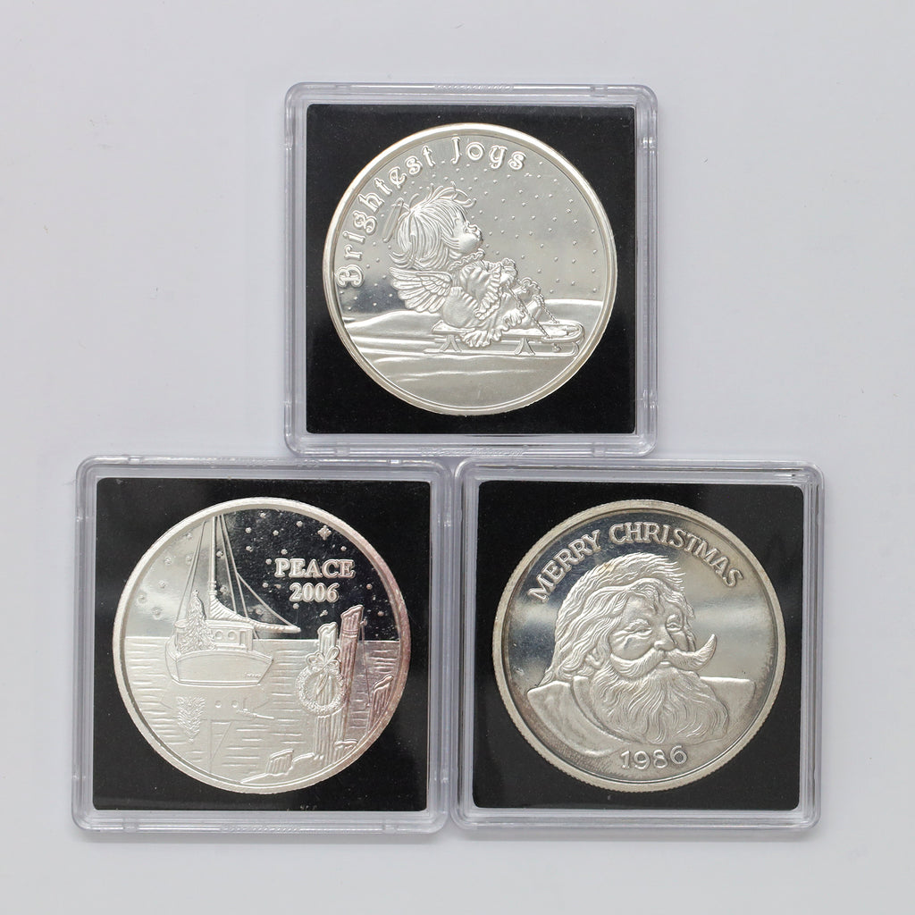 Lot of 3x 1986-2006 SilverTowne Holiday 1oz. Silver, 3pcs (No Tax) Coins Only (issues)
