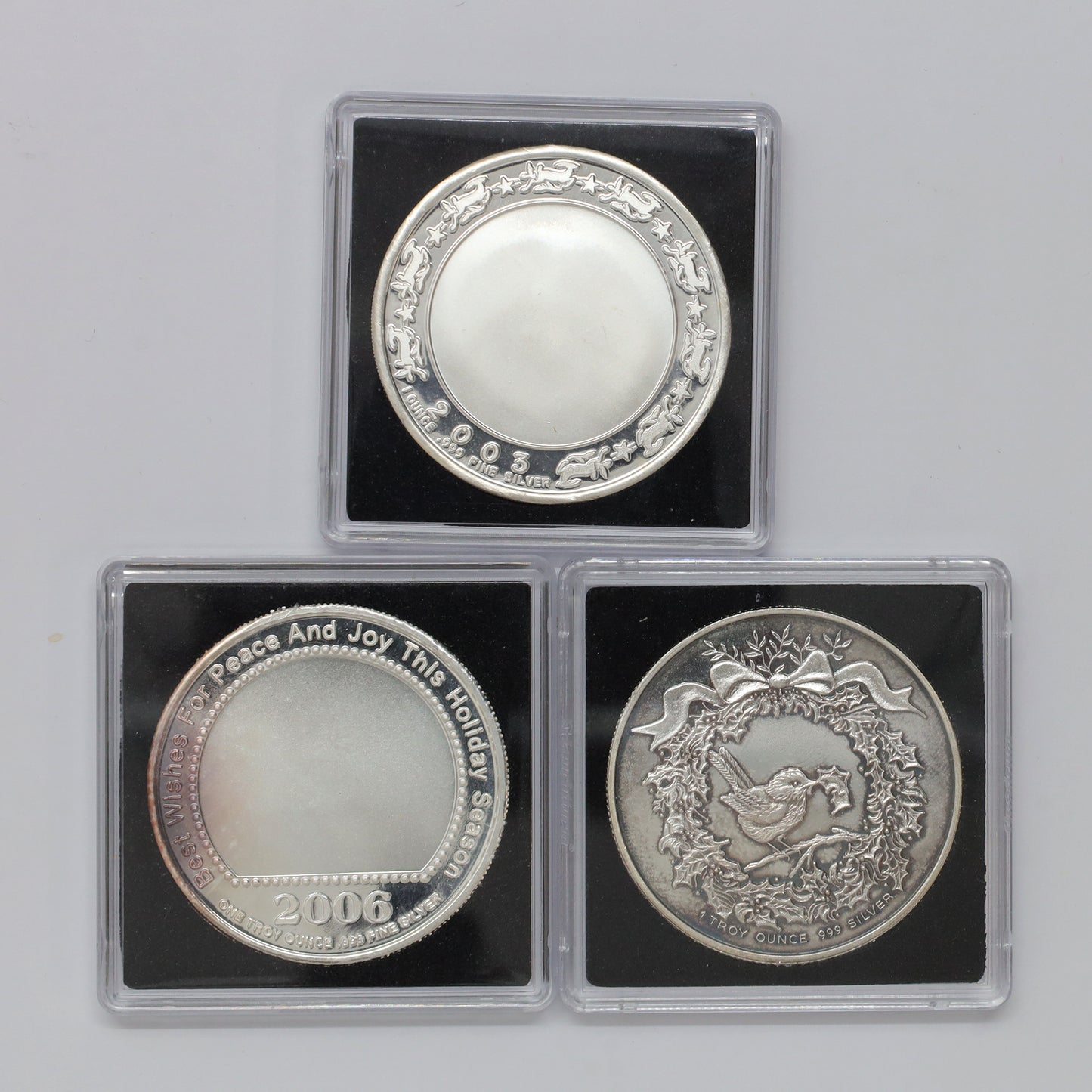 Lot of 3x 1986-2006 SilverTowne Holiday 1oz. Silver, 3pcs (No Tax) Coins Only (issues)