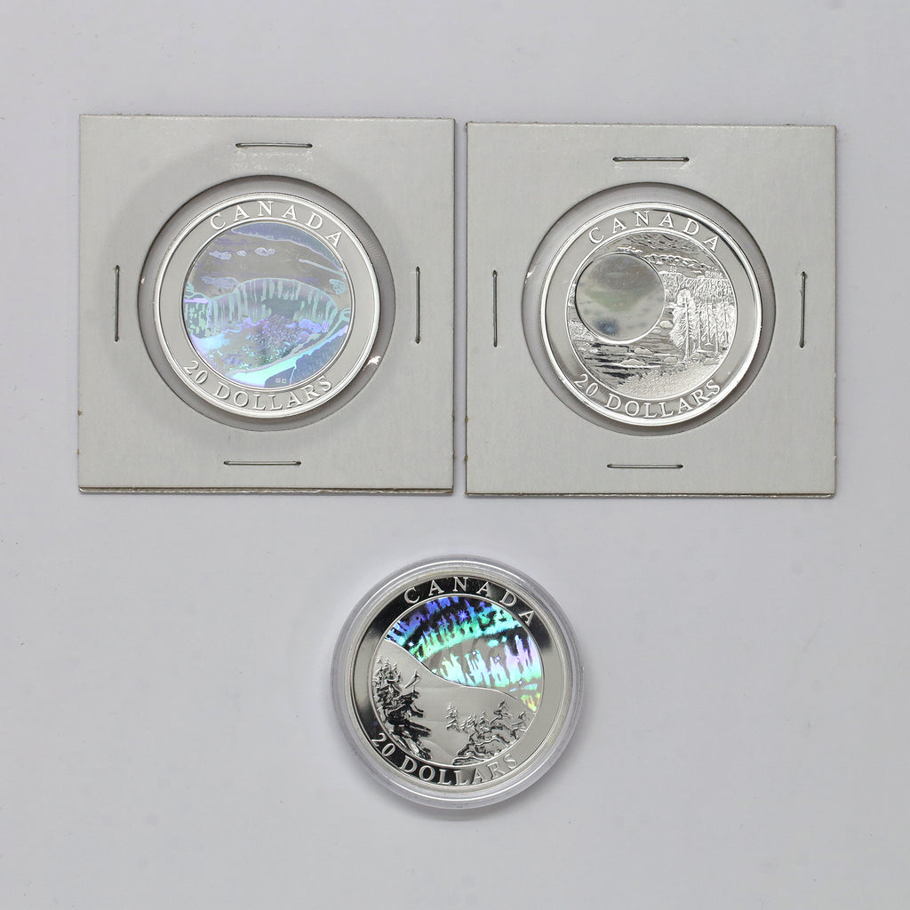 2003-2005 Canada $20 Natural Wonders Hologram .9999 Fine Silver, 3pcs (No Tax) Coins Only