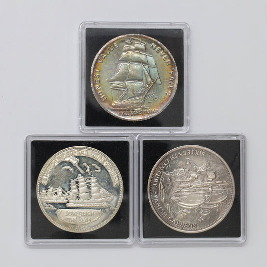 Lot of 3x USA Age of Sail .999 Fine Silver Rounds (No Tax) issues