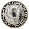 Australia 1991 .999 Silver Kookaburra 1oz. Coin in Case (No Tax) light wear, toning
