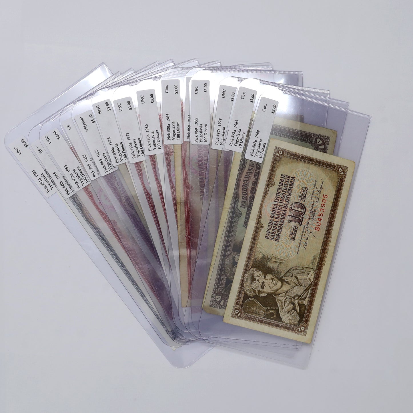 Lot of 14x Yugoslavia 1955-1986 Banknotes, Circ to UNC, 14pcs