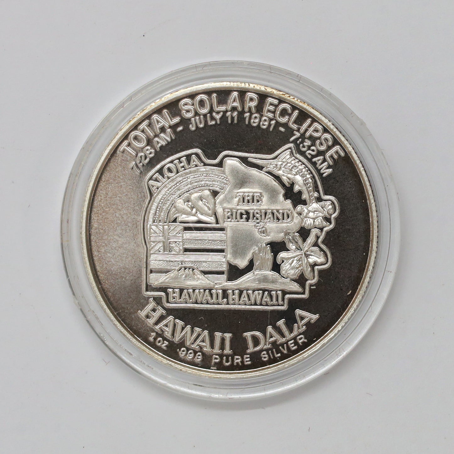 1991 Hawaii Total Solar Eclipse 1 oz. .999 Fine Silver Round in Case (No Tax) issues