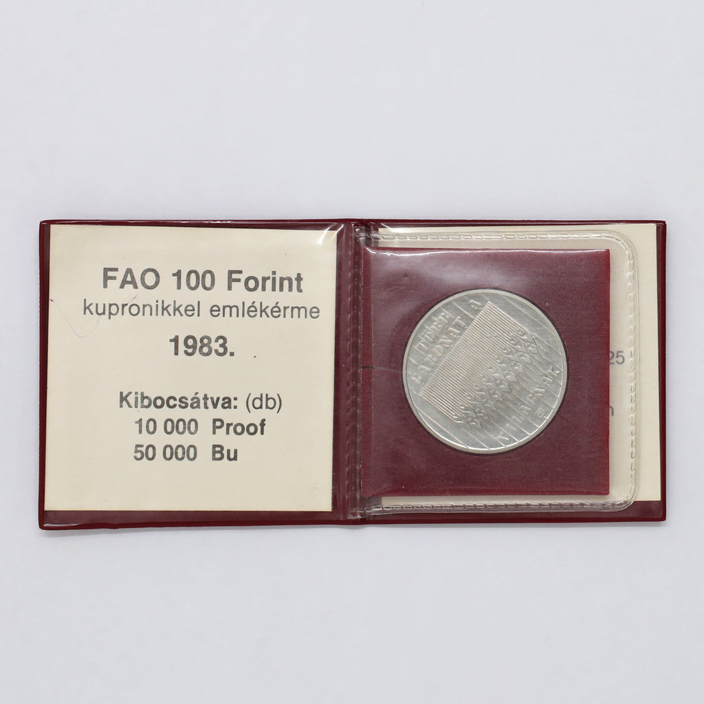 Hungary 1983 100 Forint "Food for All" Cupronickel Coin in Holder (light wear)
