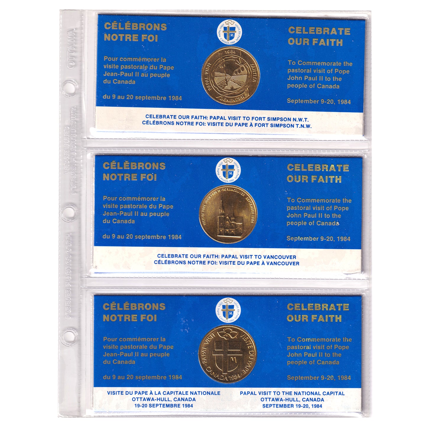 Lot of 15x Papal Visit John Paul II Conference of Catholic Bishops Medallion Set in Album