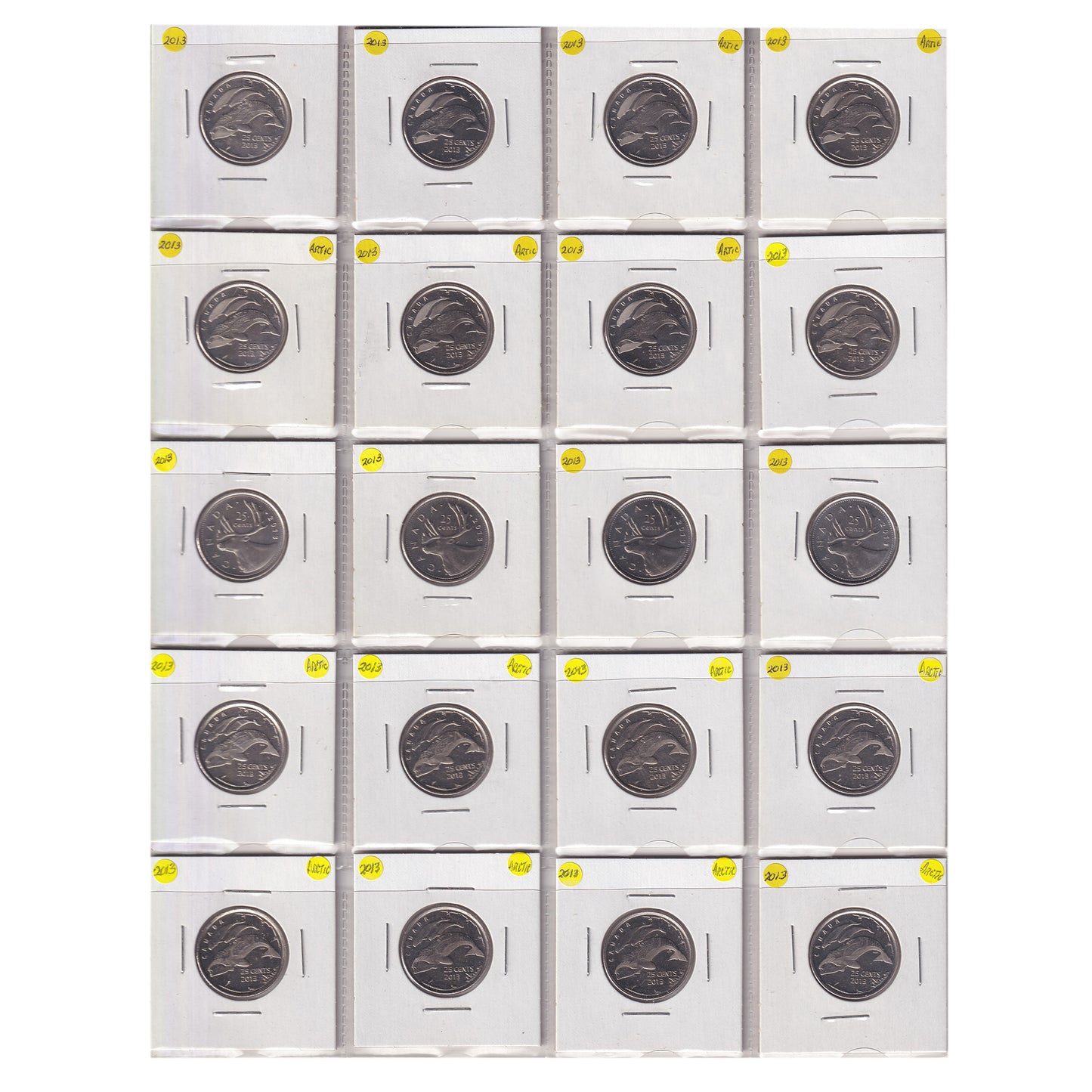 Estate Lot of 432x 2001-2022 Canada 25-cents, Lots of Special Editions, in White Binder