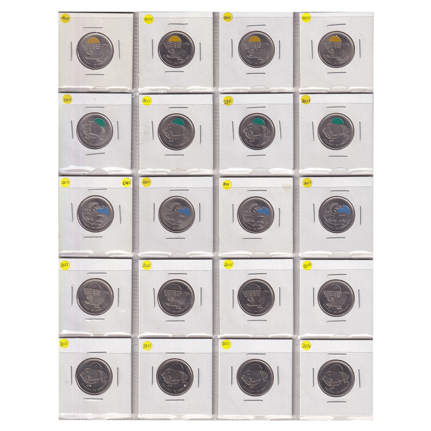 Estate Lot of 432x 2001-2022 Canada 25-cents, Lots of Special Editions, in White Binder