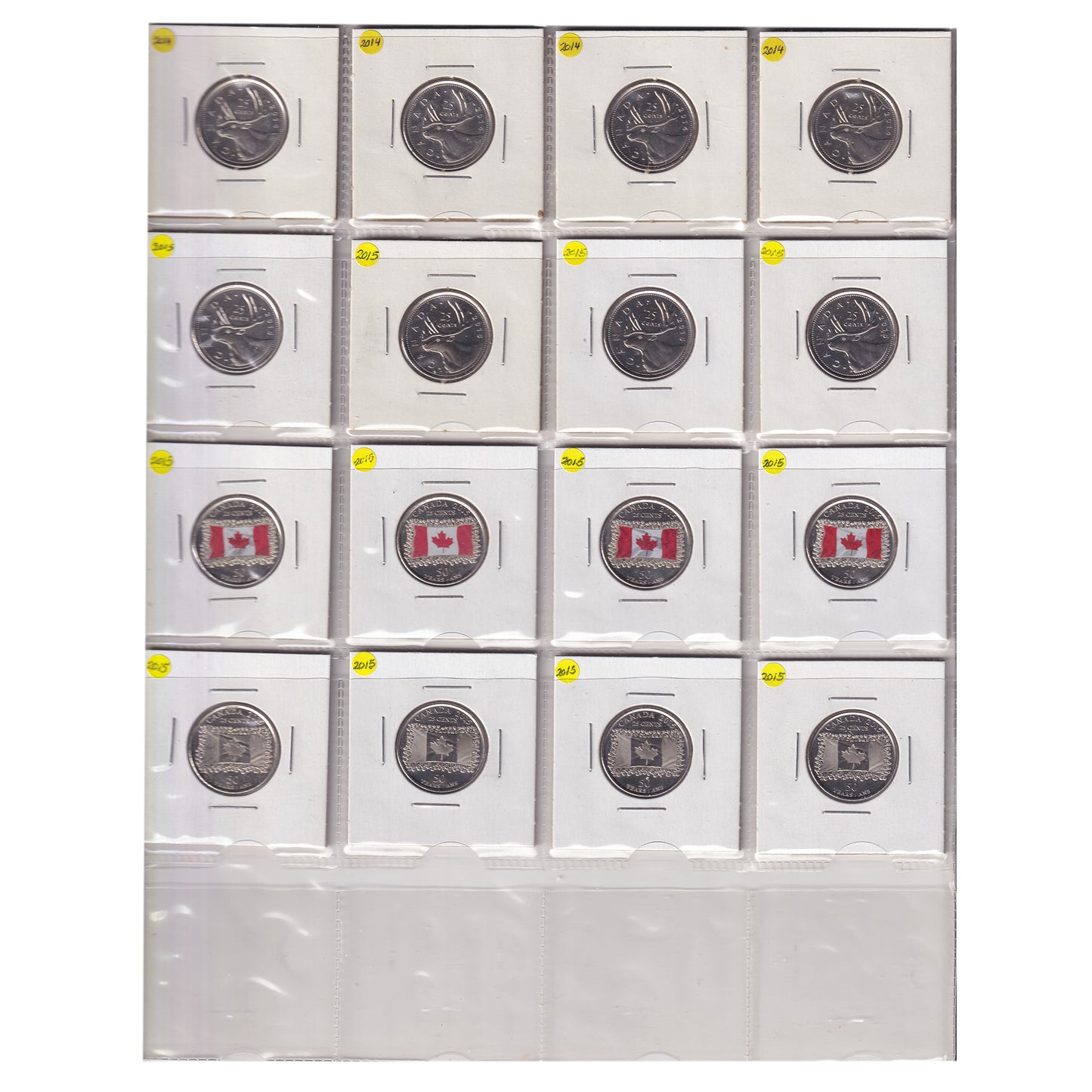 Estate Lot of 432x 2001-2022 Canada 25-cents, Lots of Special Editions, in White Binder