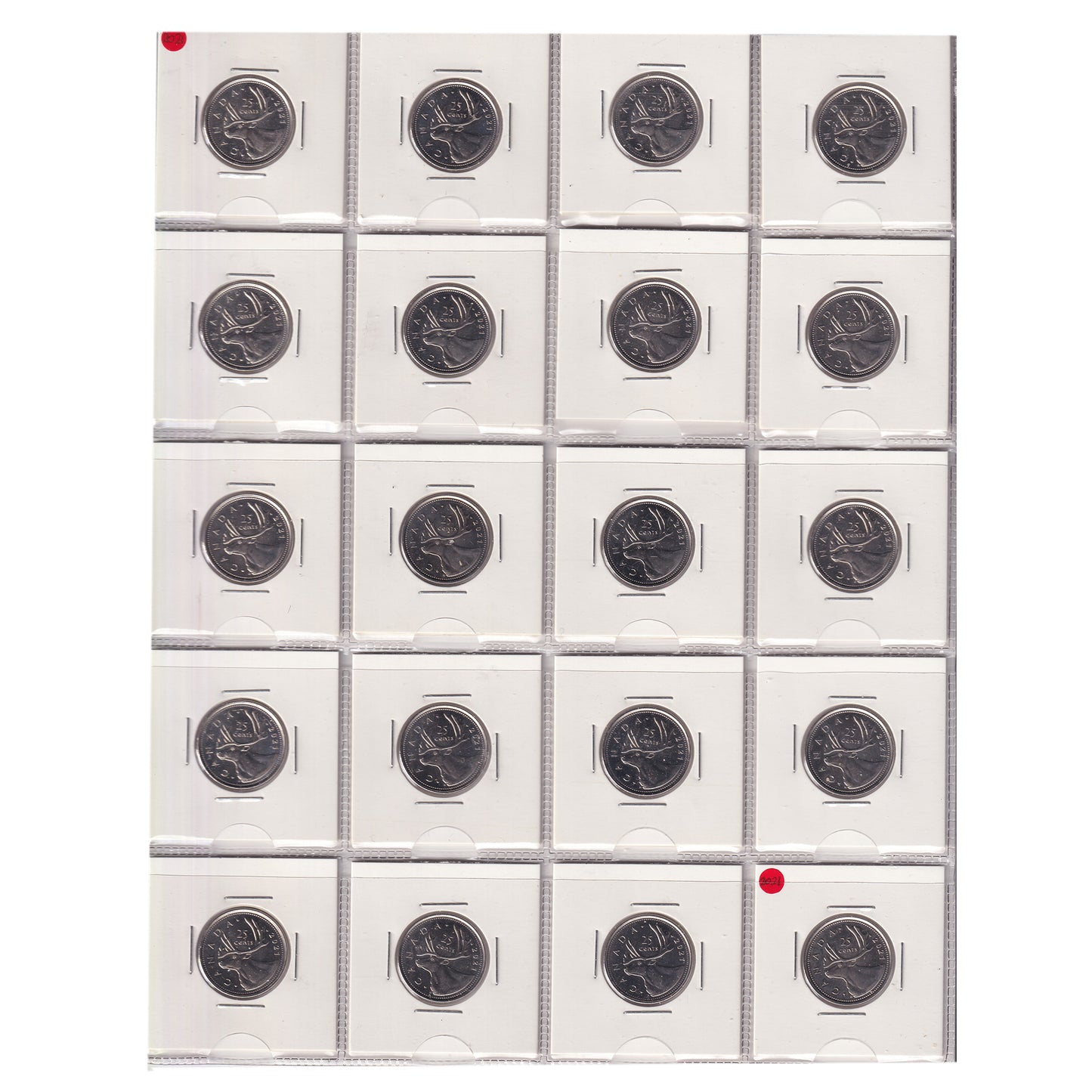 Estate Lot of 432x 2001-2022 Canada 25-cents, Lots of Special Editions, in White Binder