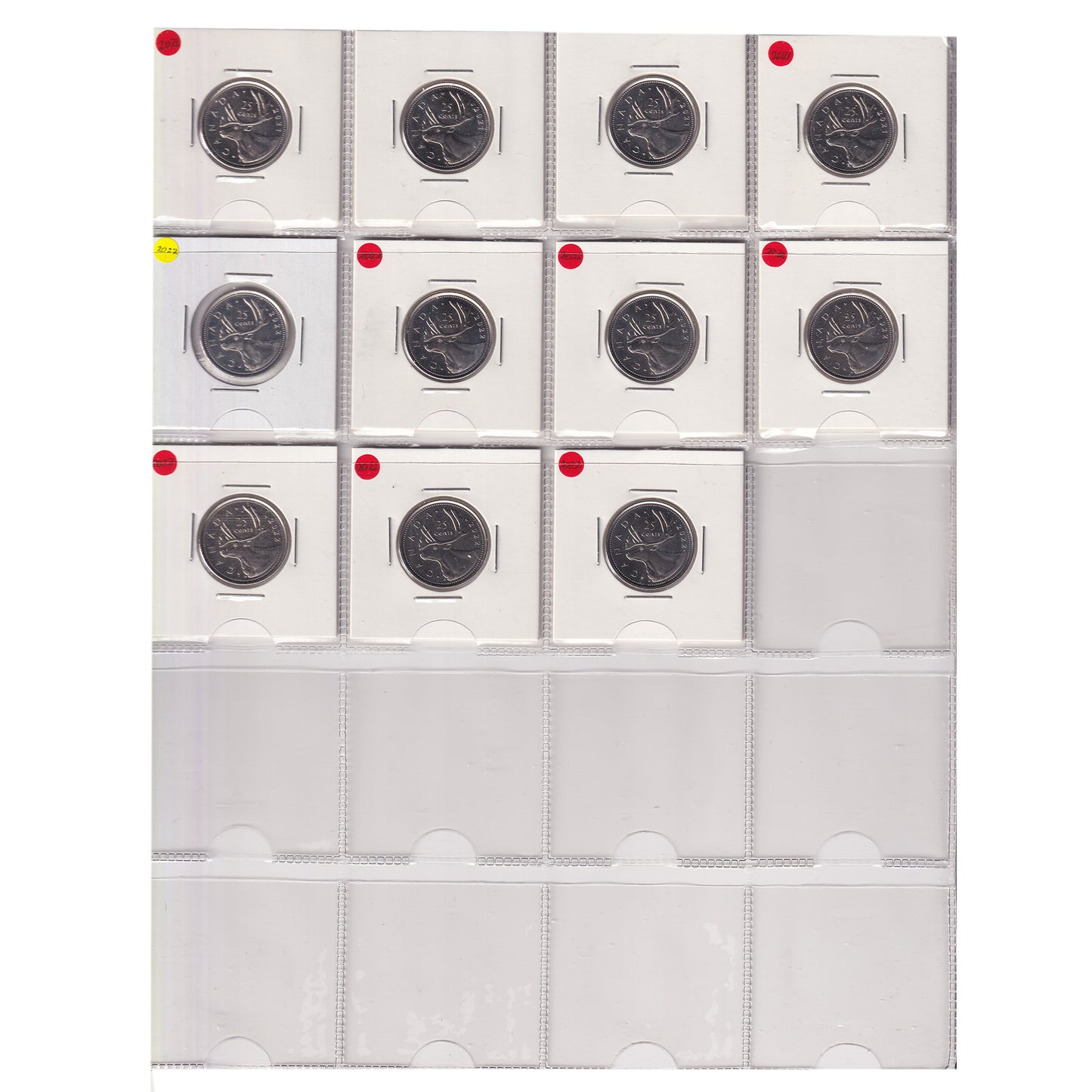 Estate Lot of 432x 2001-2022 Canada 25-cents, Lots of Special Editions, in White Binder