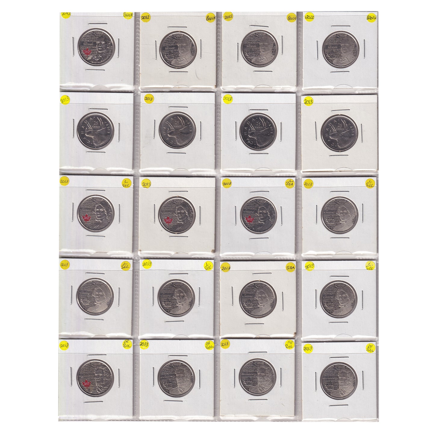 Estate Lot of 432x 2001-2022 Canada 25-cents, Lots of Special Editions, in White Binder