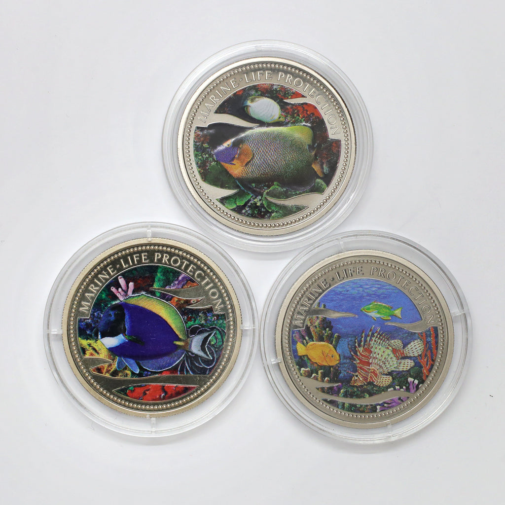 Lot of 3x Palau 2000-2003 Marine Life Protection Dollars, 3pcs (wear)