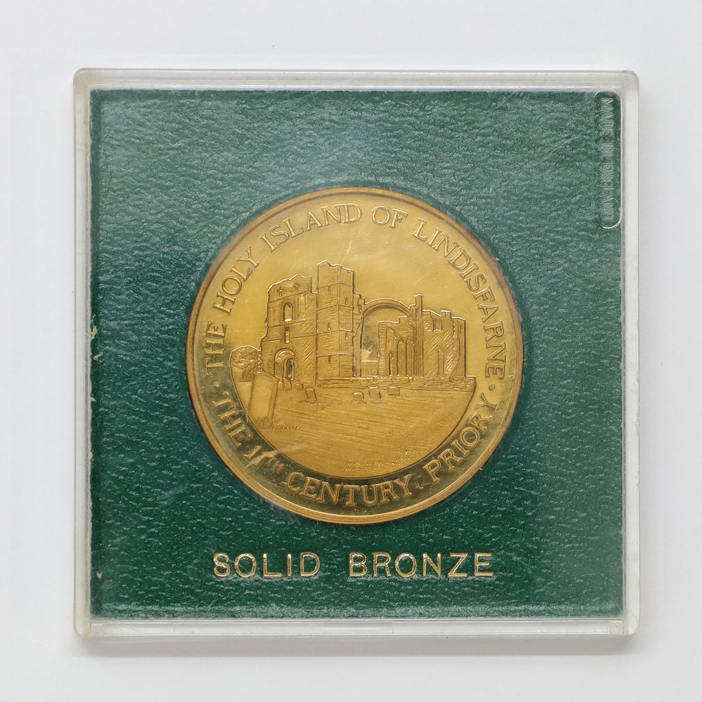 Vintage Lindisfarne Bronze Souvenir Medallion in Case (wear)