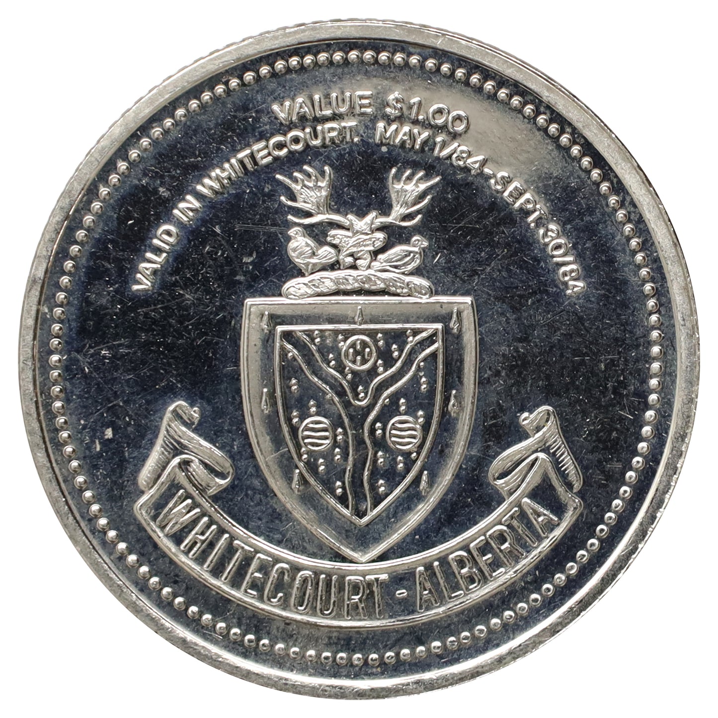 1984 Whitecourt, AB, 25th Anniversary Commemorative Dollar Token