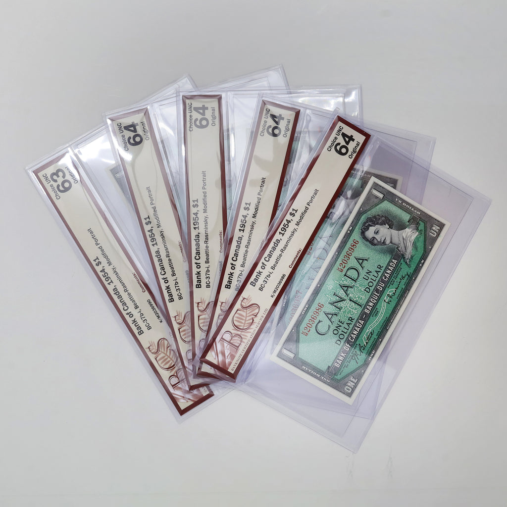Lot of 5x Consc. BC-37b-i 1954 Canada $1 B-R, Mod. Ports., K/M, BCS Cert. CUNC63-64, 5pcs