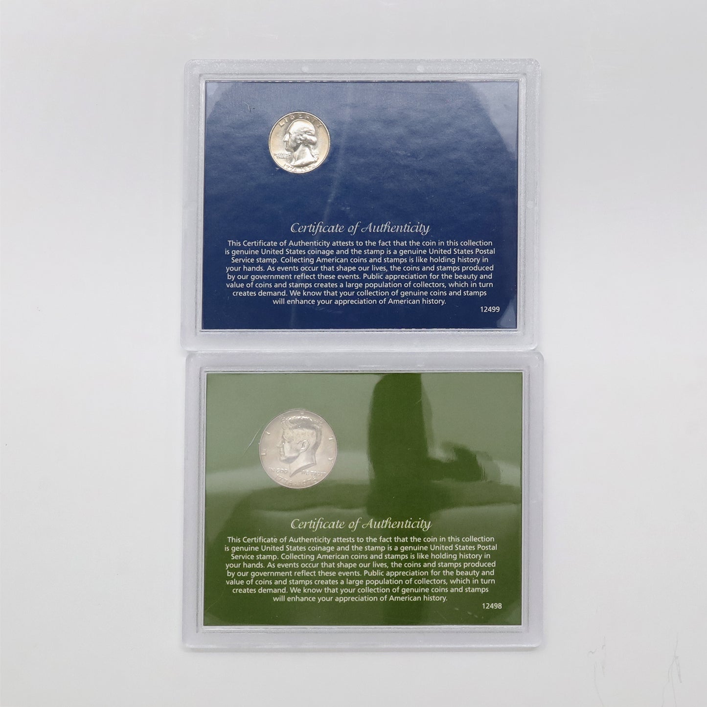 Pair of 1976 USA Bicentennial President Coin & Stamp Sets, 2pcs (light wear)