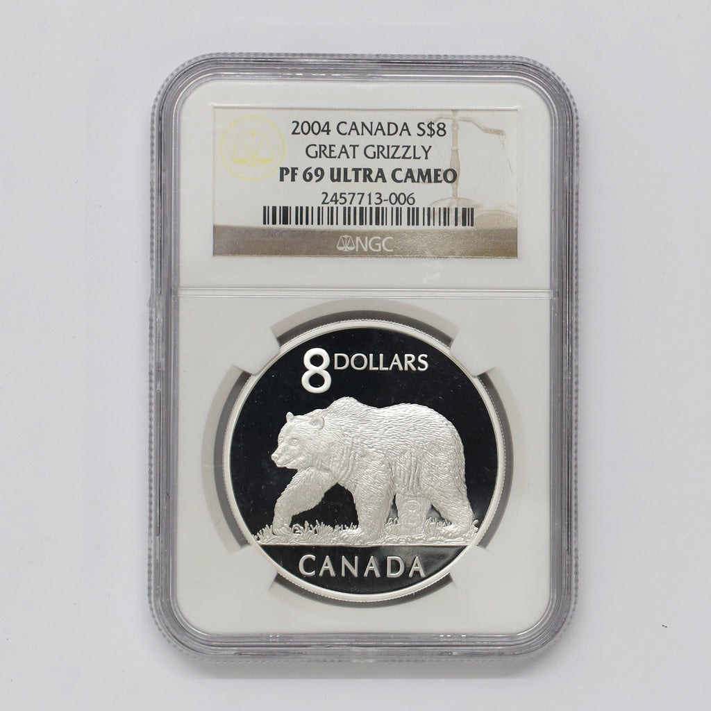 2004 Canada $8 Great Grizzly Bear .9999 Silver NGC Certified PF69 UHC (No Tax)