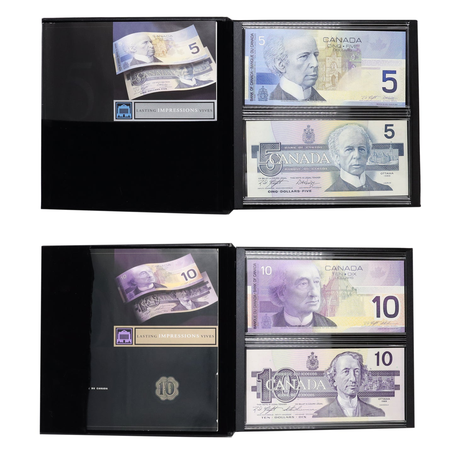 Pair of Lasting Impressions $5 and $10 Sets Issued by Bank of Canada, 2pcs (light wear)