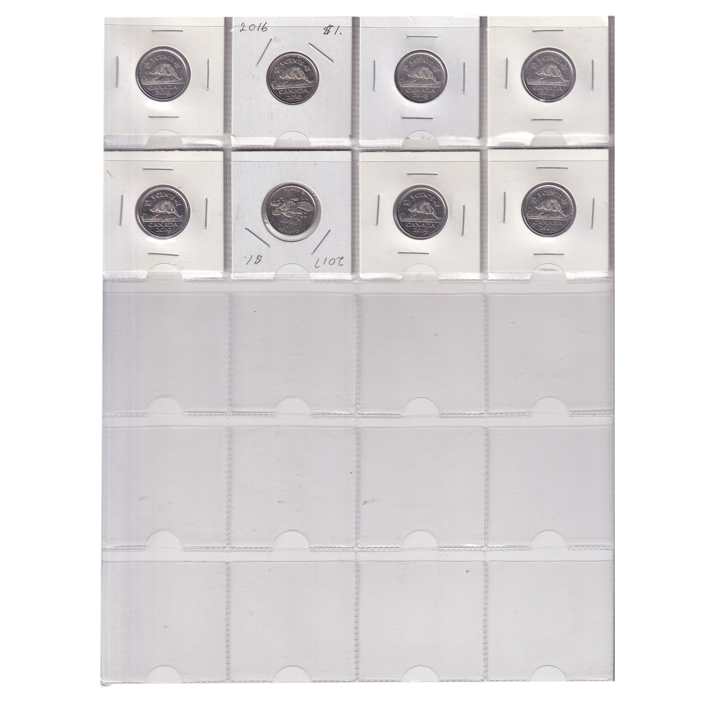 Estate Lot of 257x 1922-2020 Canada 5-cents in White Binder (sold as-is)