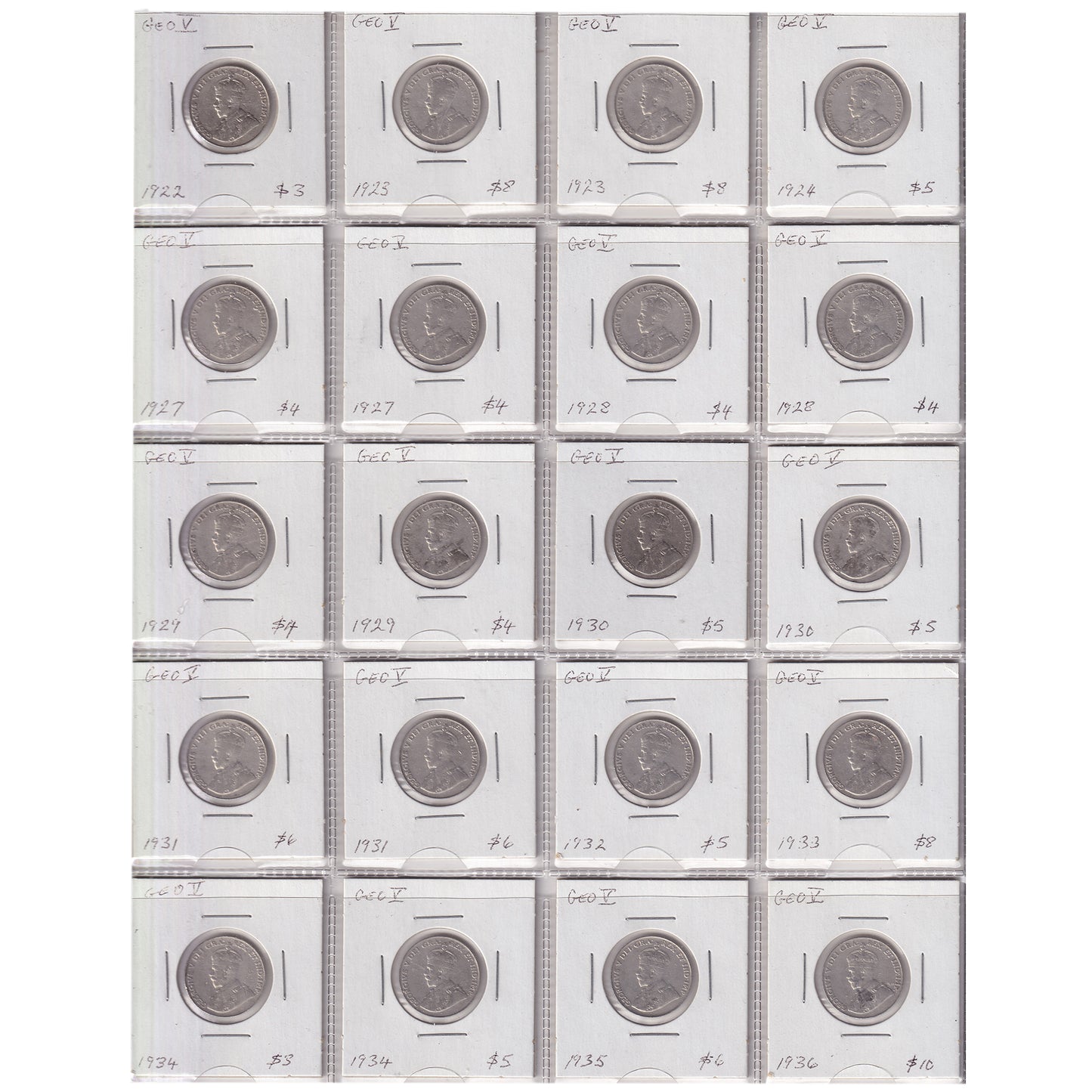 Estate Lot of 257x 1922-2020 Canada 5-cents in White Binder (sold as-is)