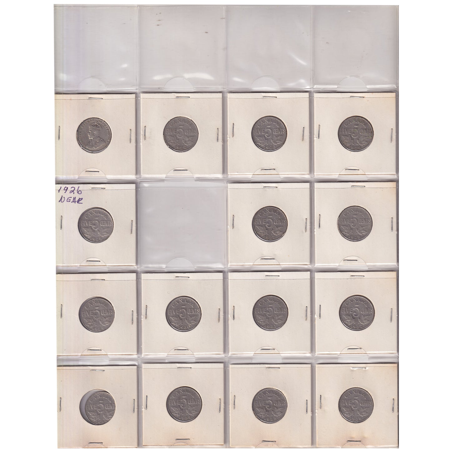 Estate Lot of 257x 1922-2020 Canada 5-cents in White Binder (sold as-is)