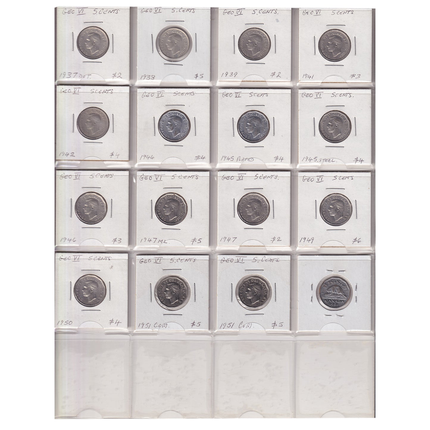 Estate Lot of 257x 1922-2020 Canada 5-cents in White Binder (sold as-is)