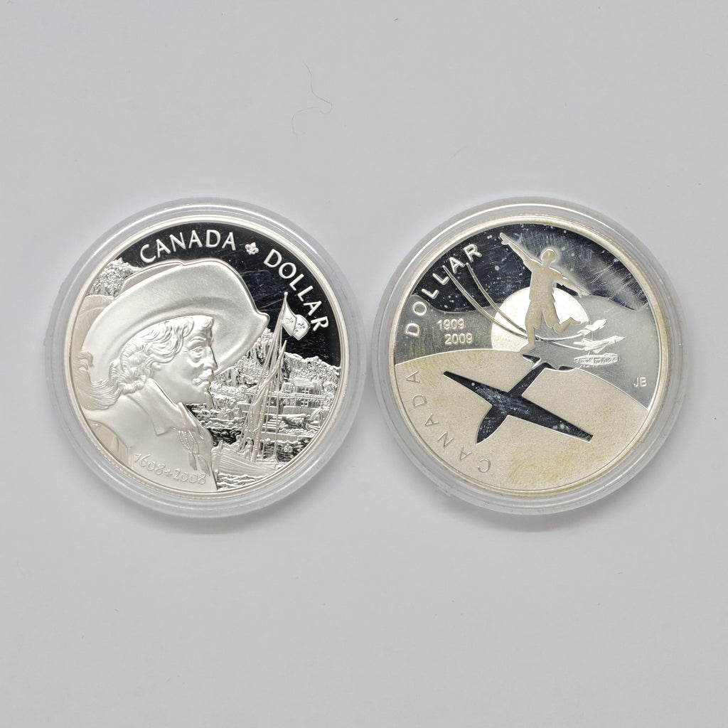 Pair of 2008 & 2009 Canada Proof Sterling Silver Dollars, 2pcs (Coins Only) issues
