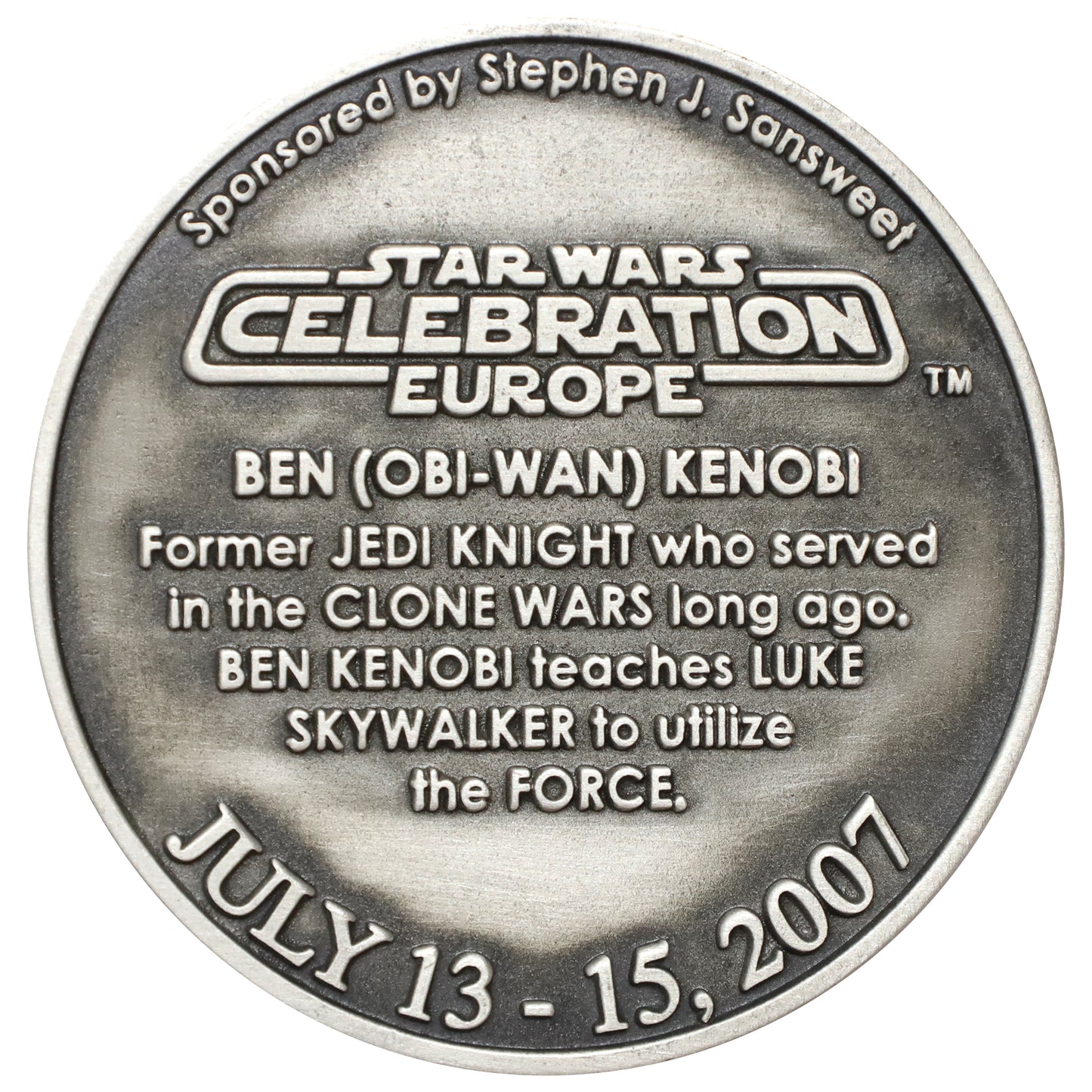 2007 Star Wars Celebration Europe Portugal Obi-Wan Kenobi 5 cm Medallion
