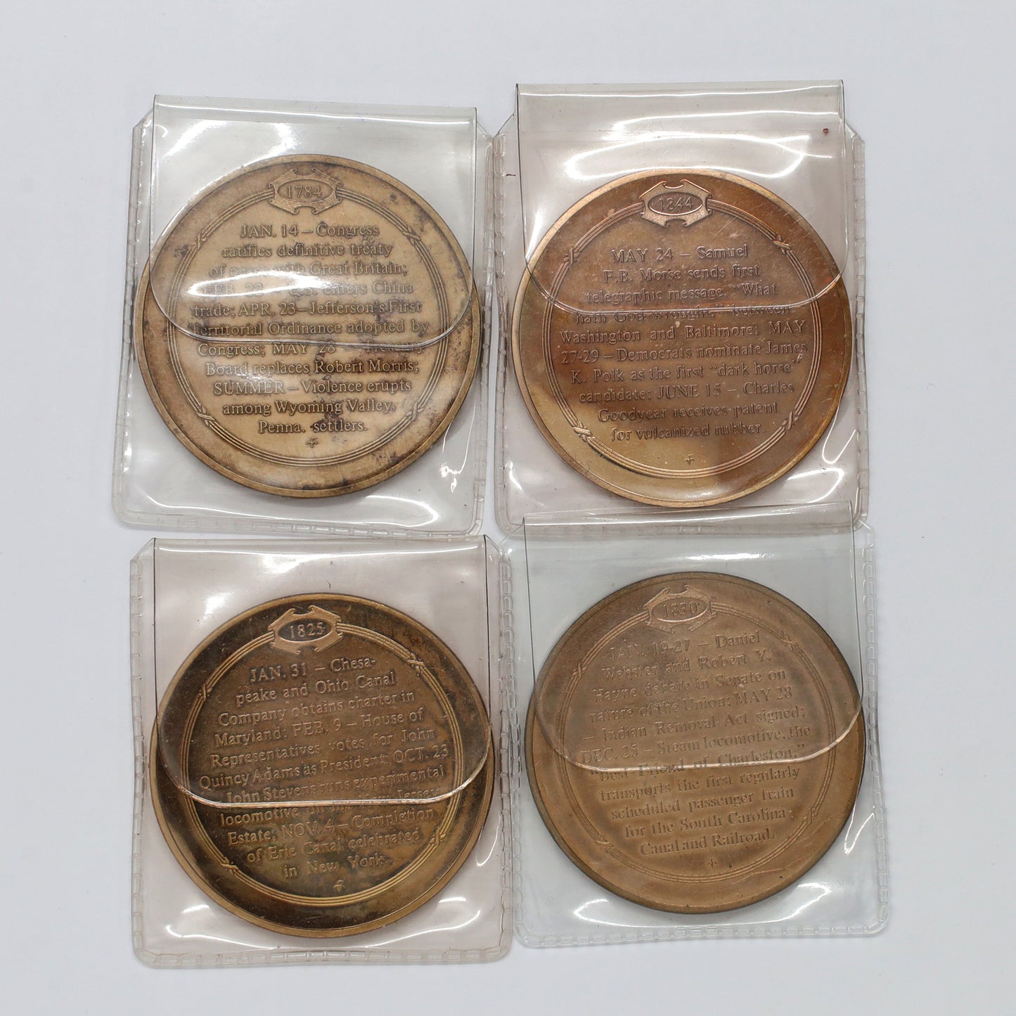 Lot of 4x Franklin Mint History of the United States Medals, 4pcs (minor wear)