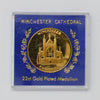 Great Britain Winchester Cathedral 22ct Gold Plated Souvenir Medallion in Case (scuffs)