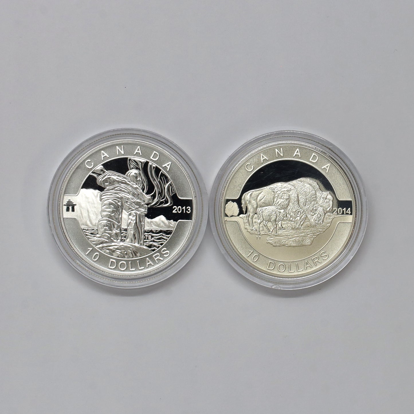 Pair of 2013 & 2014 $10 O Canada Fine Silver Coins, 2pcs (No Tax) Coins Only (issues)